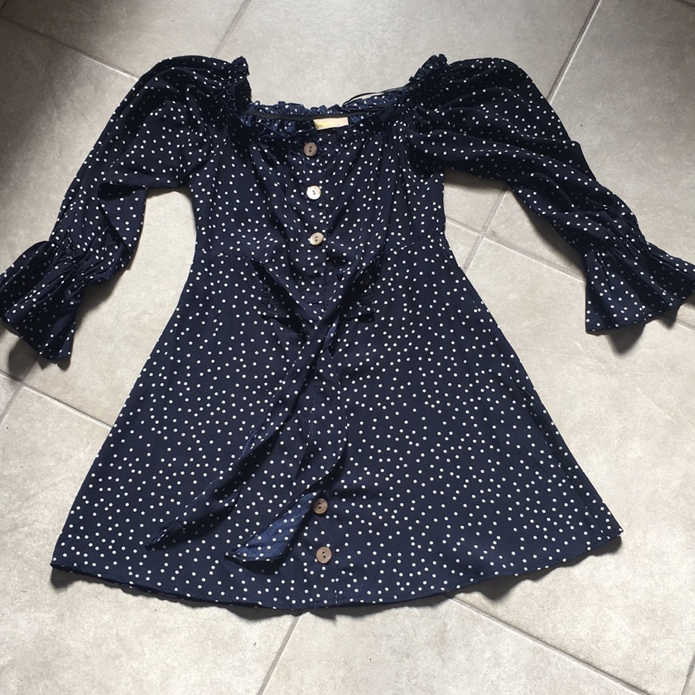 Blue/white polka dotted dress - Picture 1 of 14